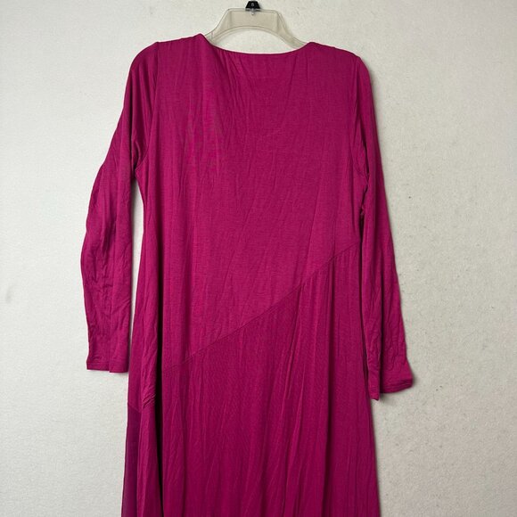 Soft Surroundings Pink Maxi Dress sz M Haylee Asymmetrical Chiffon Trim - Picture 5 of 8